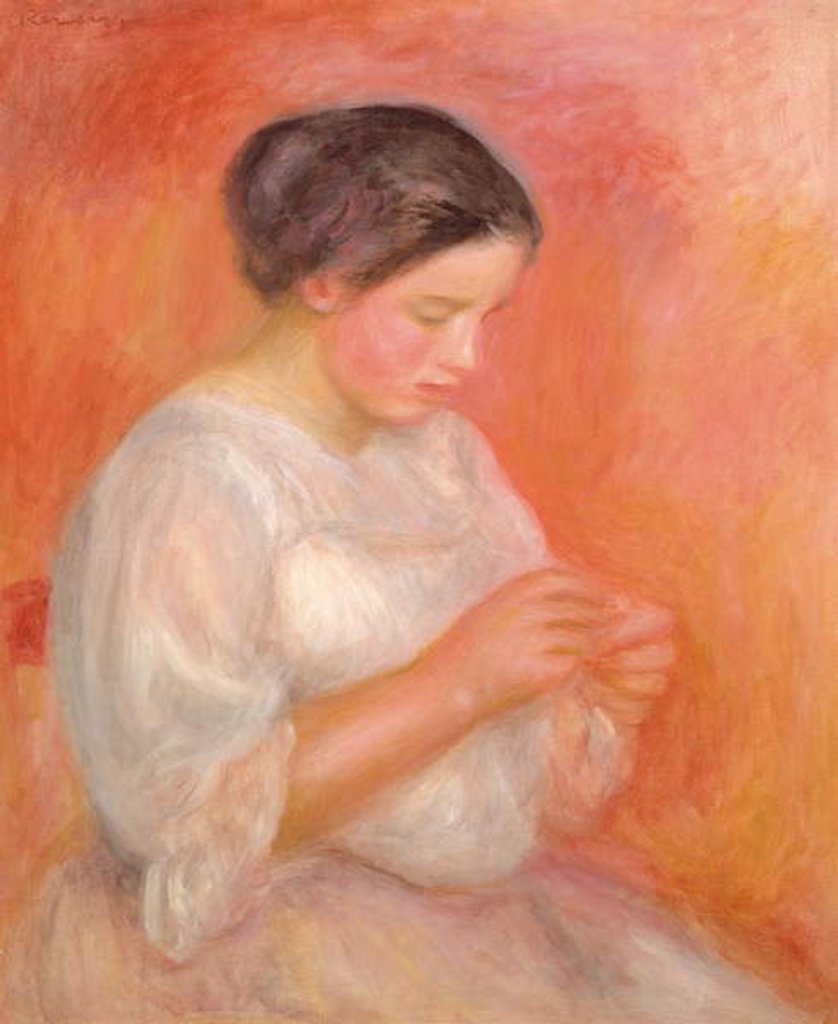 Detail of Woman Sewing, 1900 by Pierre Auguste Renoir