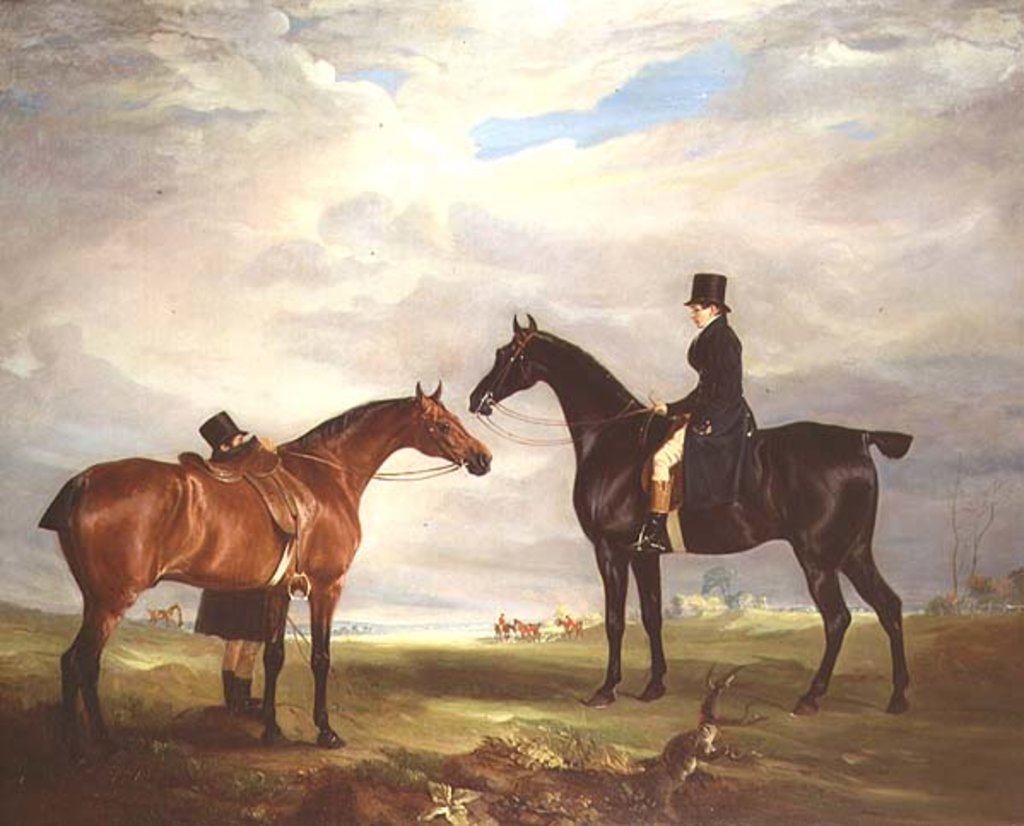 Detail of Frank Hall Standish on his Black Hunter with a Groom and a Second Horse, 1819 by John E. Ferneley