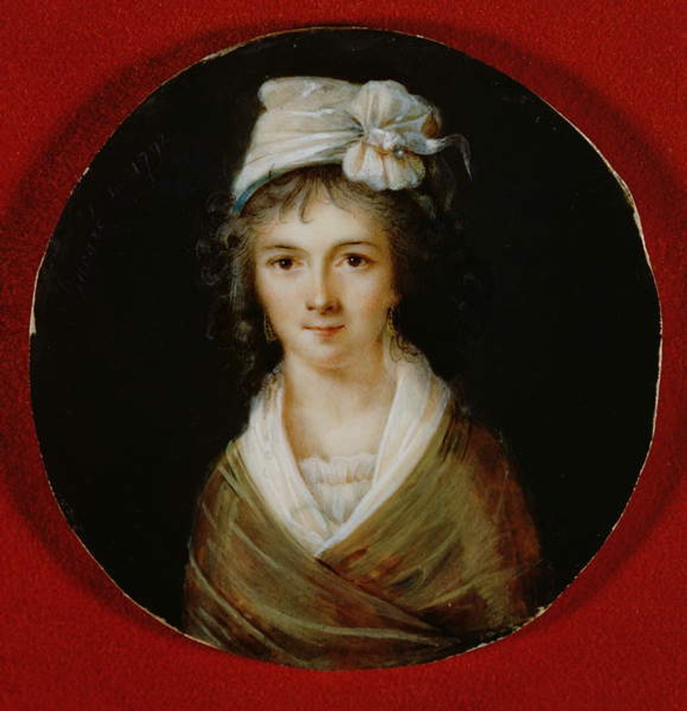 Detail of Portrait miniature, believed to be of Claire Lacombe, 1792 by Ducare Ducare