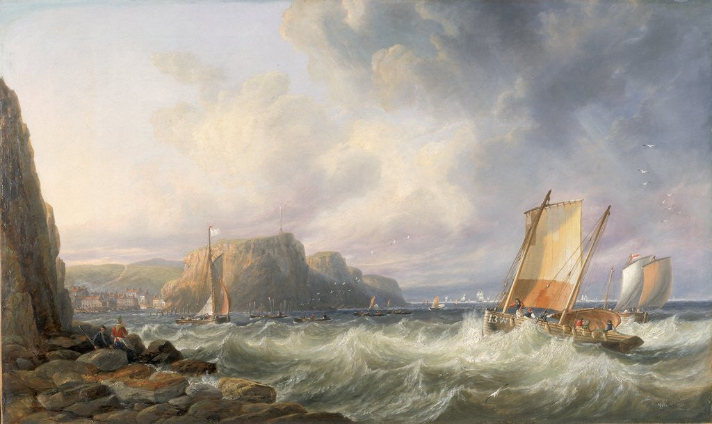 Detail of Off the Yorkshire Coast (Staithes) by John Wilson Carmichael