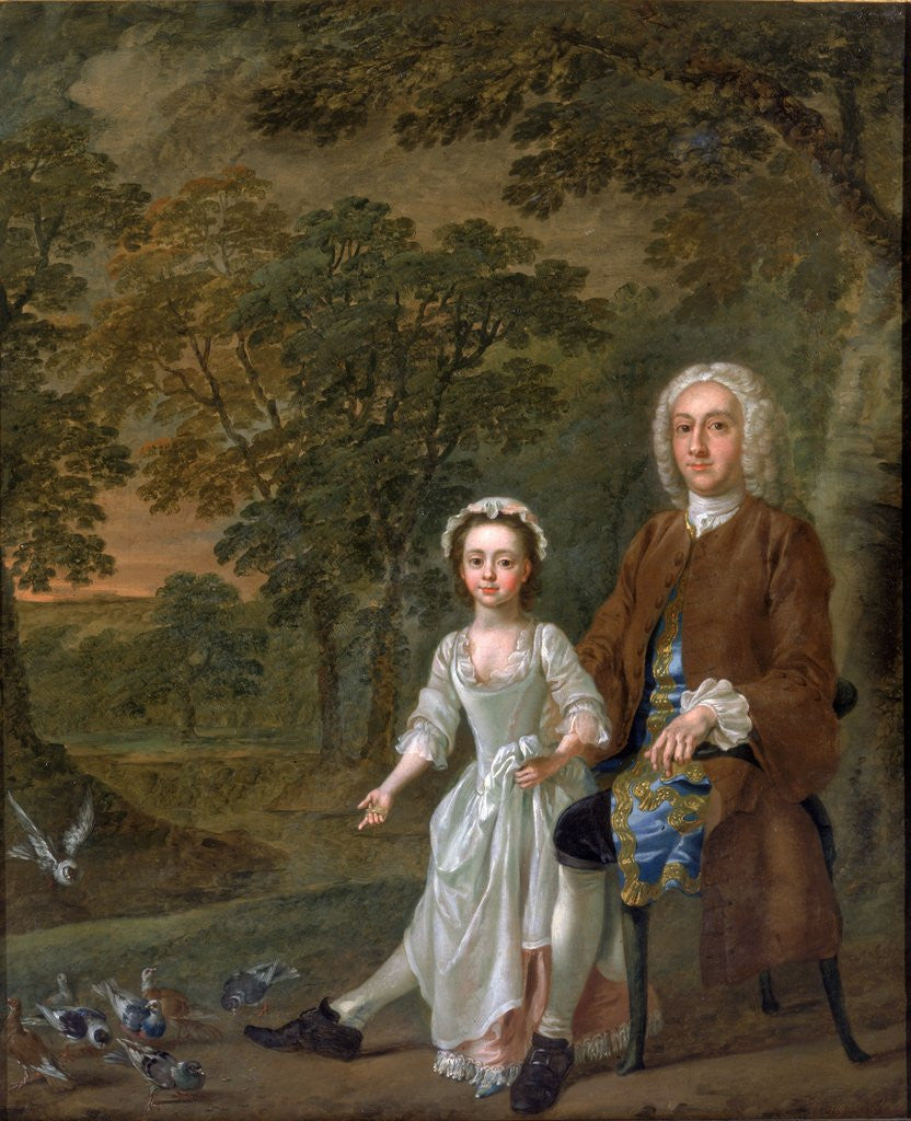 Detail of Portrait of William Ellis and his daughter Elizabeth by Francis Hayman