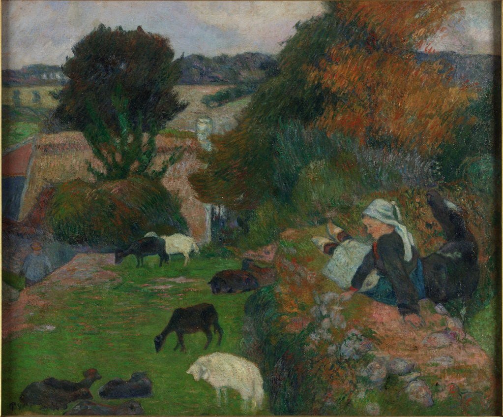 Detail of The Breton Shepherdess by Paul Gauguin