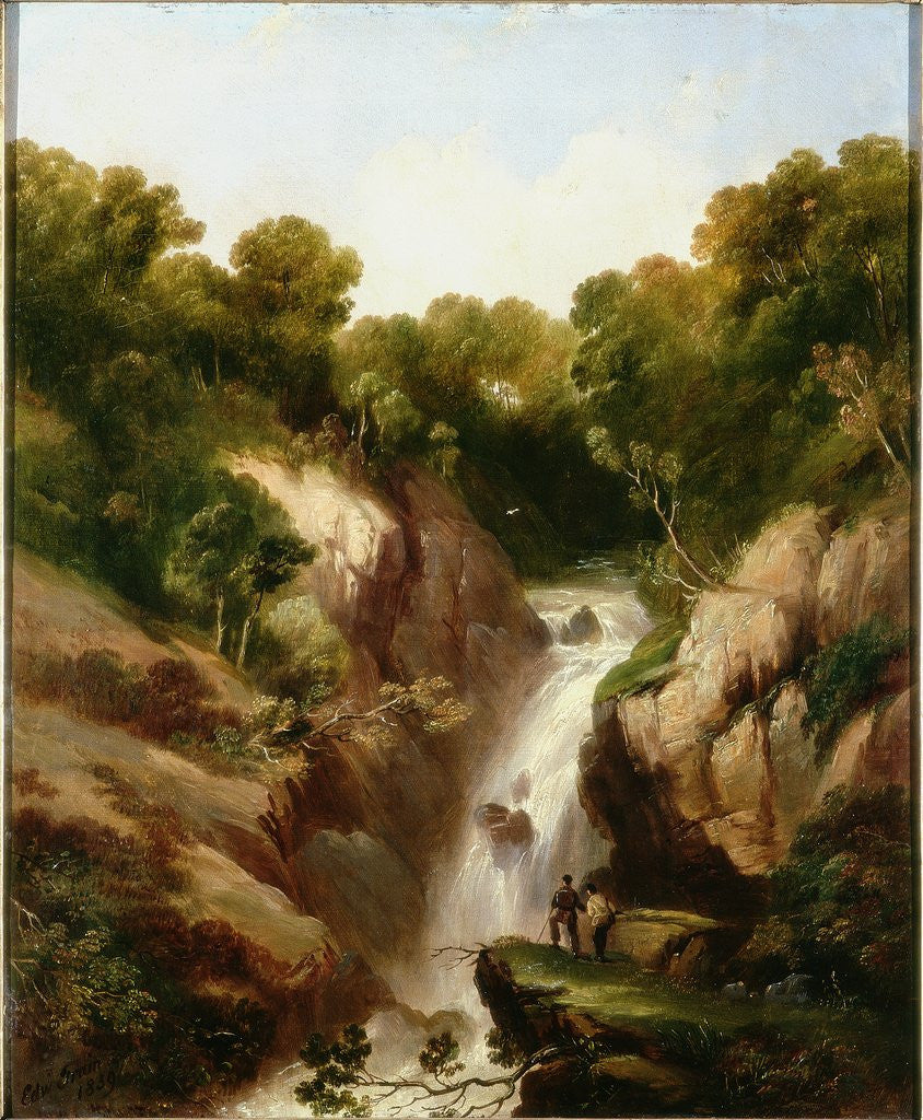 Detail of Landscape with Waterfall by Edward Train