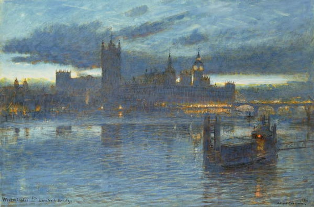 Detail of Westminster from Lambeth Bridge, 1912 by Albert Goodwin