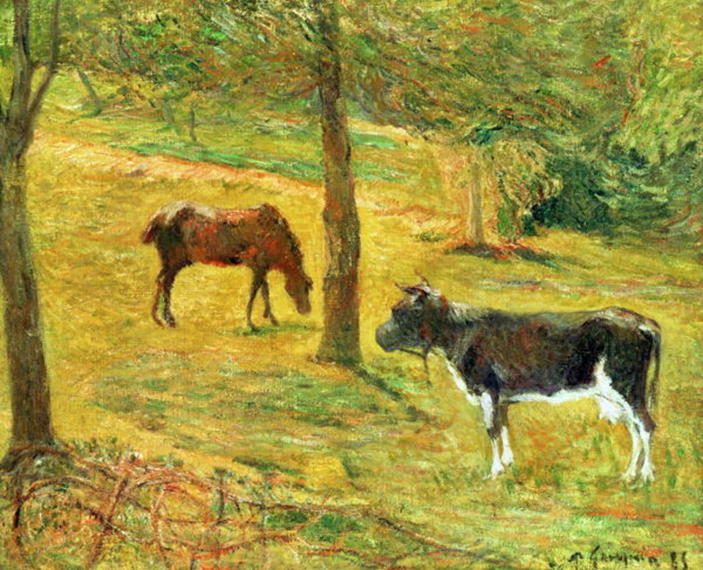 Detail of Horse and Cow in a Meadow, 1885 by Paul Gauguin