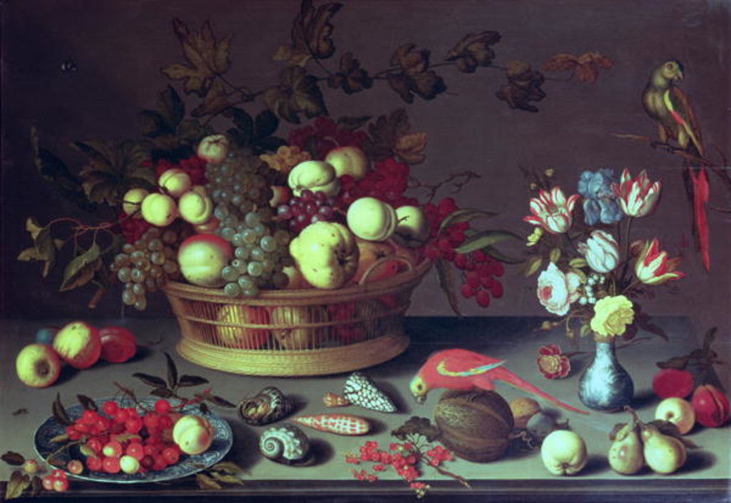 Detail of A Basket of Grapes and other Fruit by Balthasar van der Ast