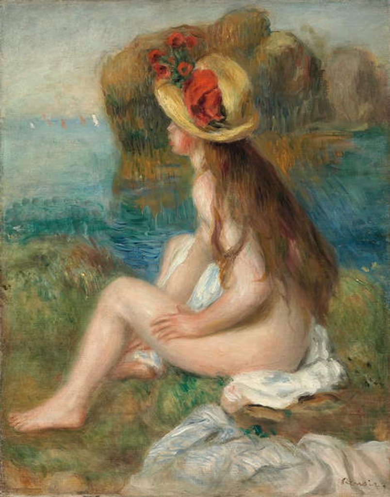 Detail of Nude with a Straw Hat Beside the Sea, 1892 by Pierre Auguste Renoir