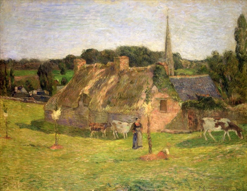 Detail of Lollichon's Field and the Church of Pont-Aven, 1886 by Paul Gauguin