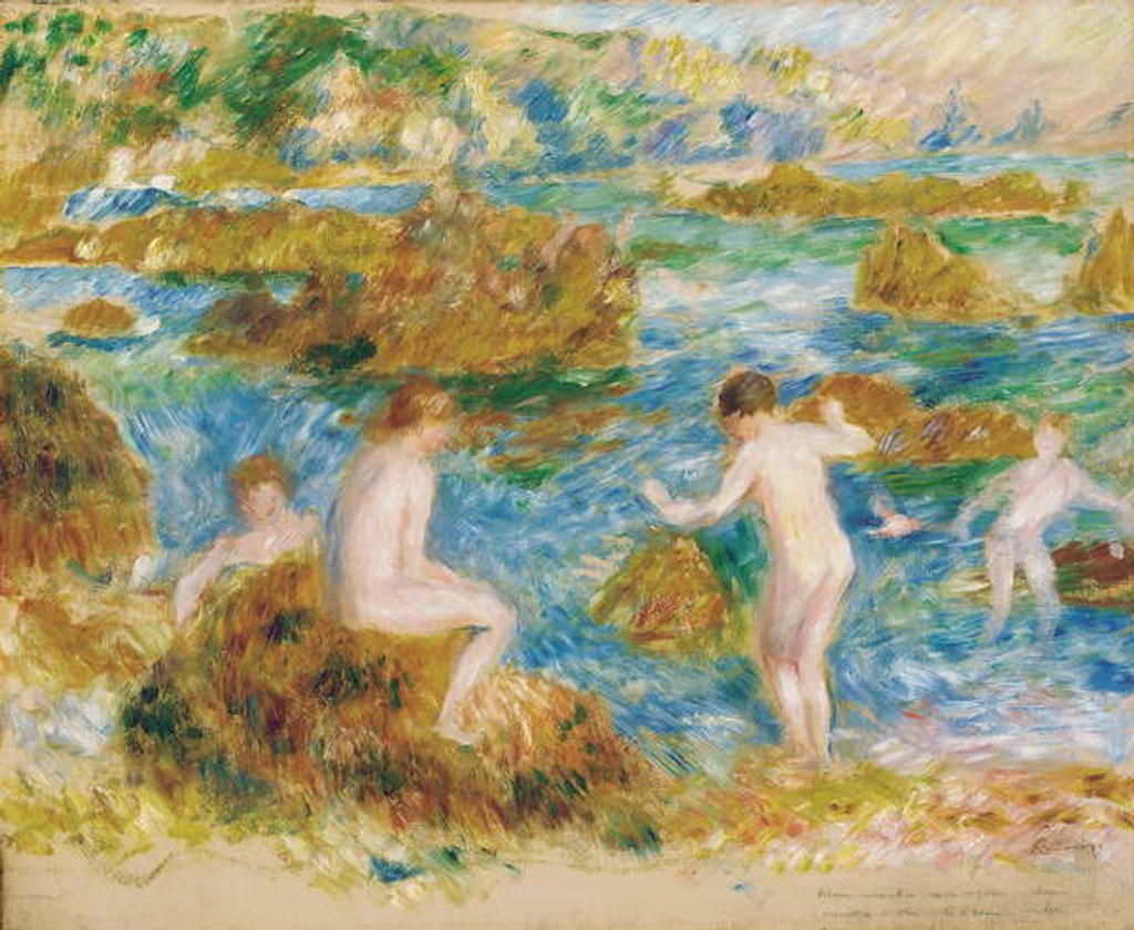 Detail of Garçons nus dans les rochers à Guernsey, 1883 by Pierre Auguste Renoir