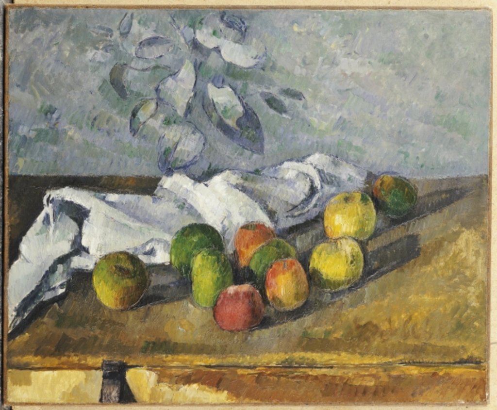 Detail of Apples and a Napkin by Paul Cezanne