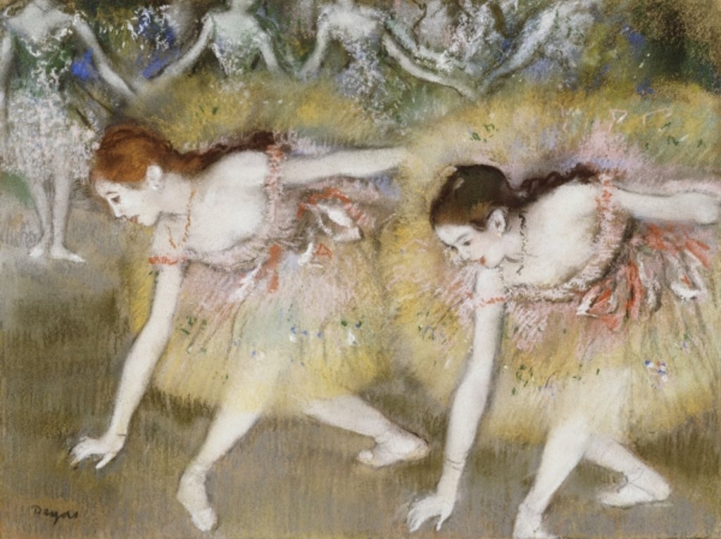 Detail of Dancers Bending Down by Edgar Degas