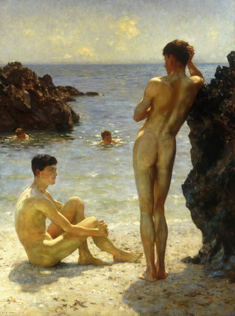 Detail of Lovers of the Sun, 1923 by Henry Scott Tuke