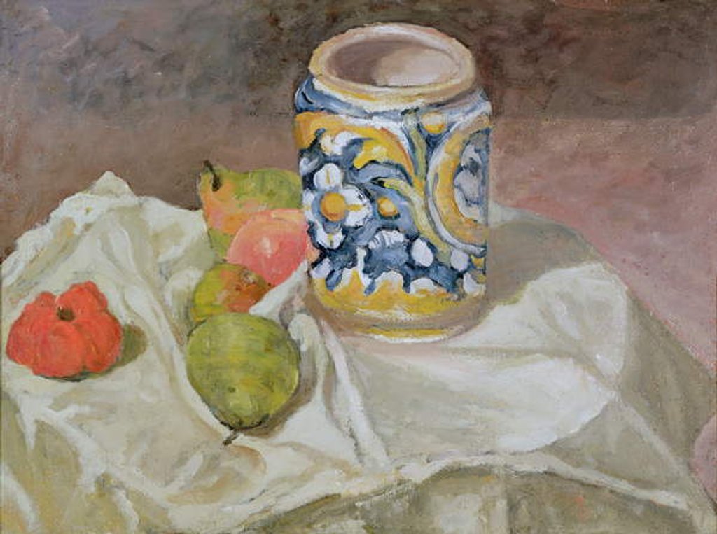 Detail of Still life with Italian earthenware jar by Paul Cezanne