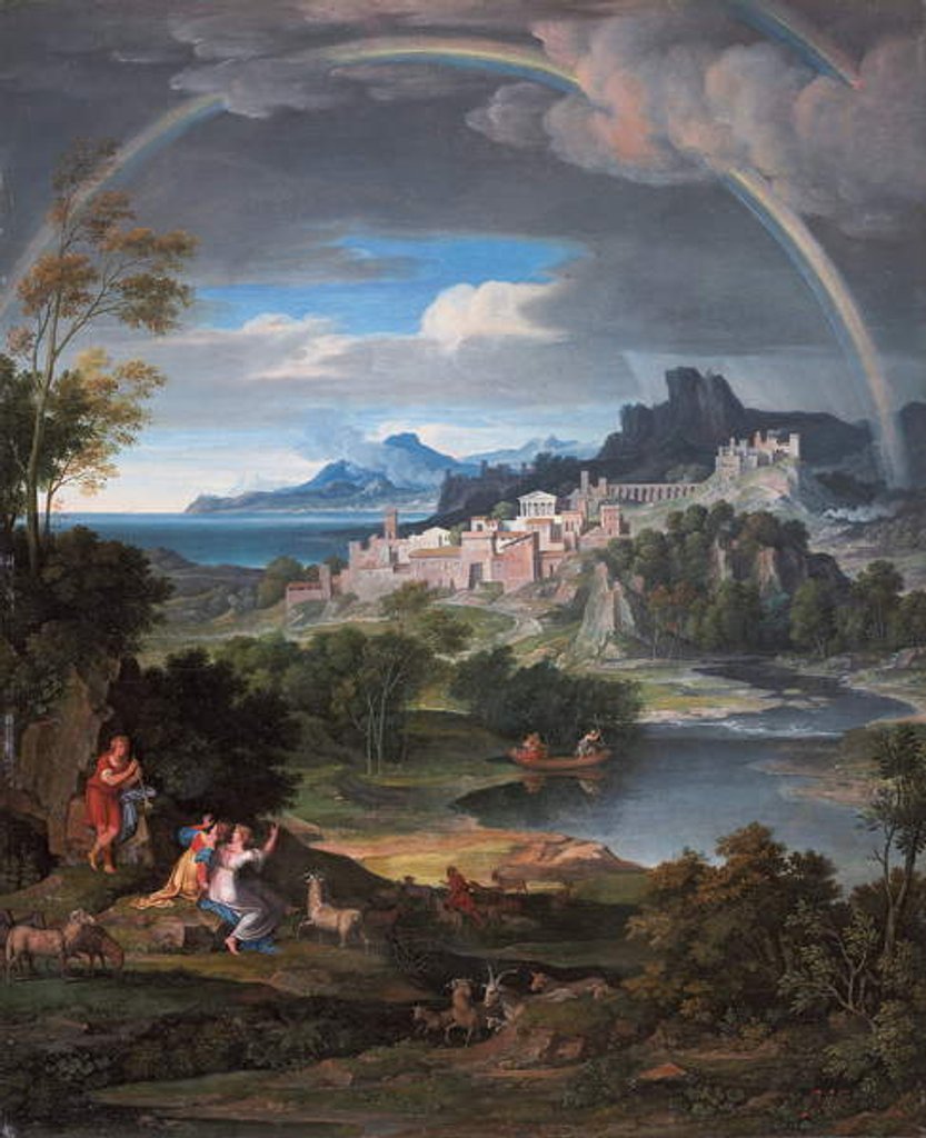 Detail of Heroic landscape with rainbow, 1806 by Joseph Anton Koch