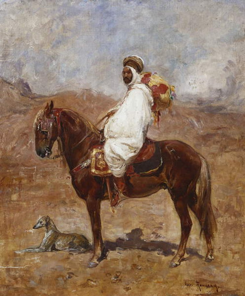 Detail of An Arab on a Horse in a Desert Landscape by Henri Emilien Rousseau