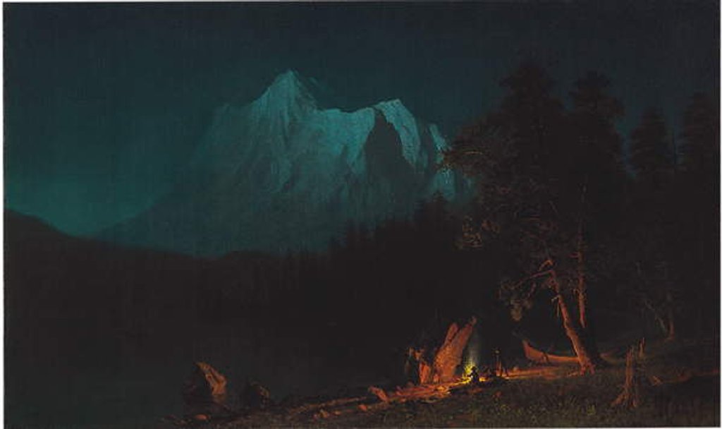 Detail of Mountainous Landscape by Moonlight by Albert Bierstadt