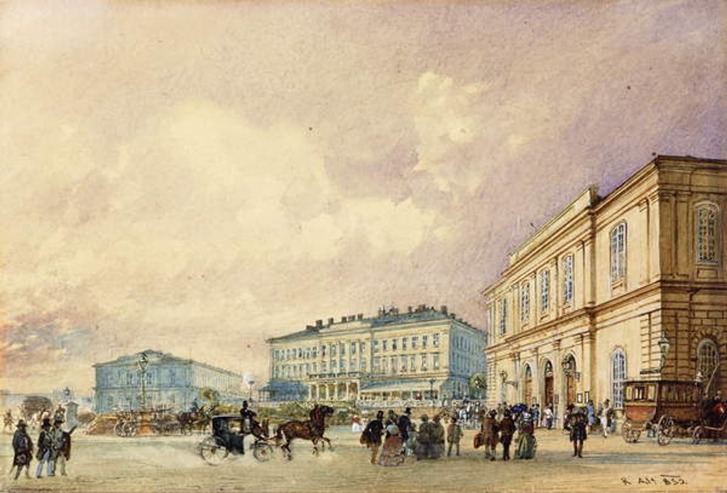 Detail of The Southstation, Vienna; Der Sudbahnhof, Wien, 1852 by Rudolph von Alt