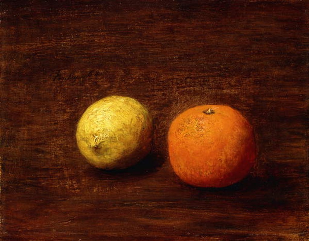 Detail of Still-life, Lemon and Orange; Nature Morte, Citron et Orange, 1868 by Ignace Henri Jean Fantin-Latour