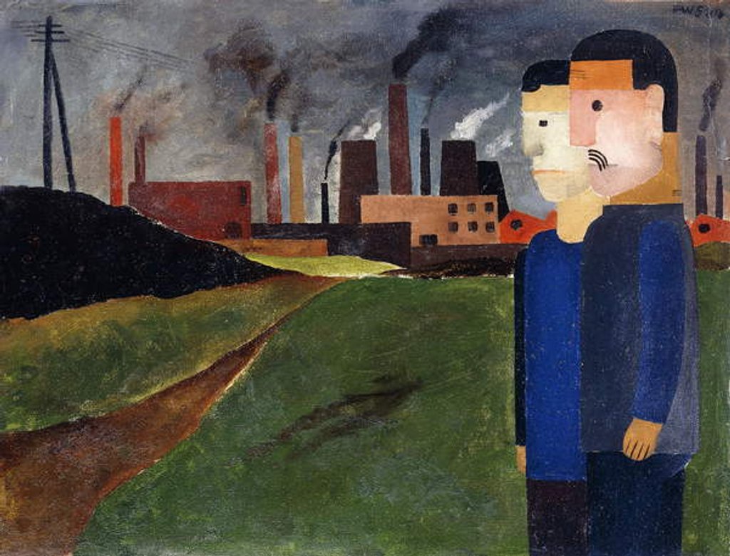 Detail of Industrial Landscape and Workers; Industrielandschaft mit Arbeitern, 1927 by Franz W. Seiwert