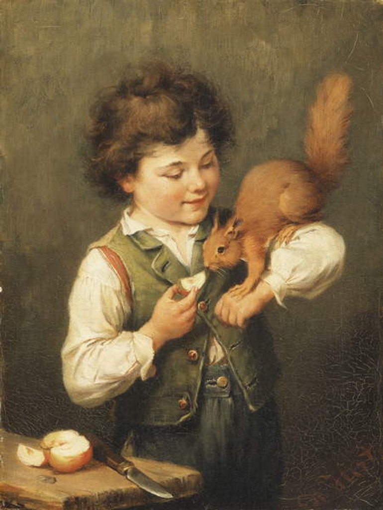 Detail of The Pet Squirrel by Heinrich Hirt