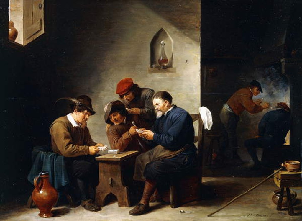 Detail of Peasants at Cards in a Cottage, c.1644-45 by David the Younger Teniers