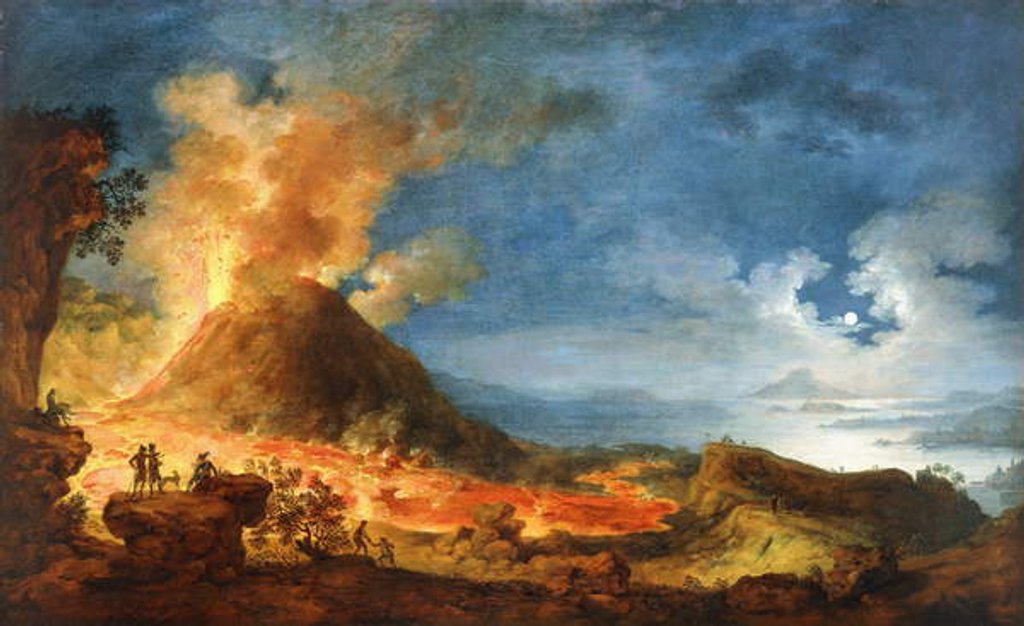 Detail of Vesuvius Erupting, with Sightseers in the Foreground by Pierre Jacques Volaire