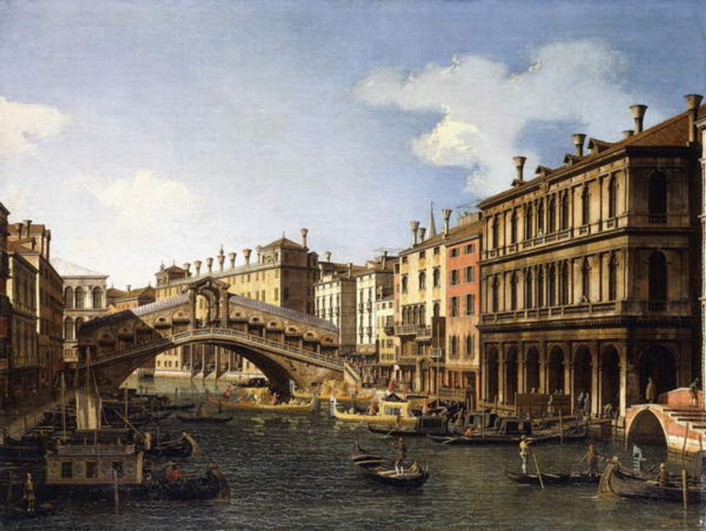 Detail of The Rialto Bridge, Venice by Canaletto