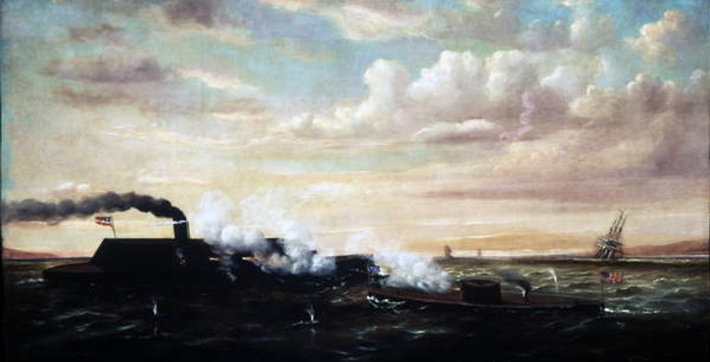 Detail of Battle of the Ironclads Monitor and Merrimac, March 9th, 1862, 1877 by William Torgerson