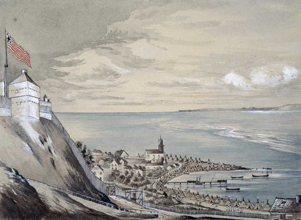 Detail of Fort and village of Mackinaw, with the Indian encampment, September 1842 by Henry Francis Ainslie