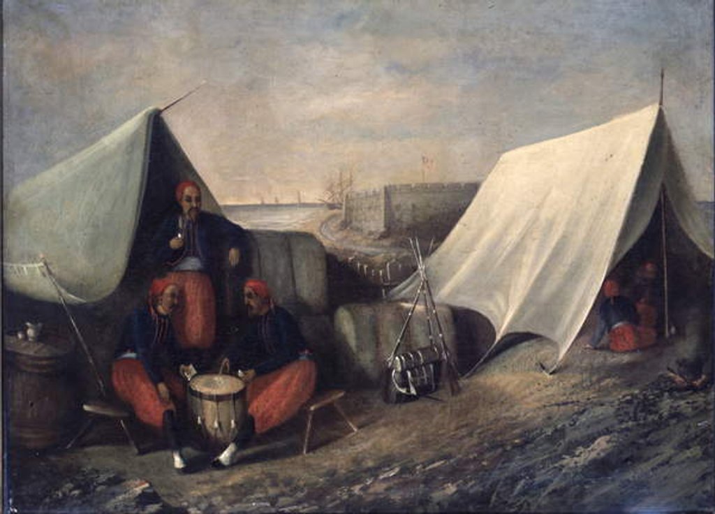 Detail of Chicago zouaves in camp by American School