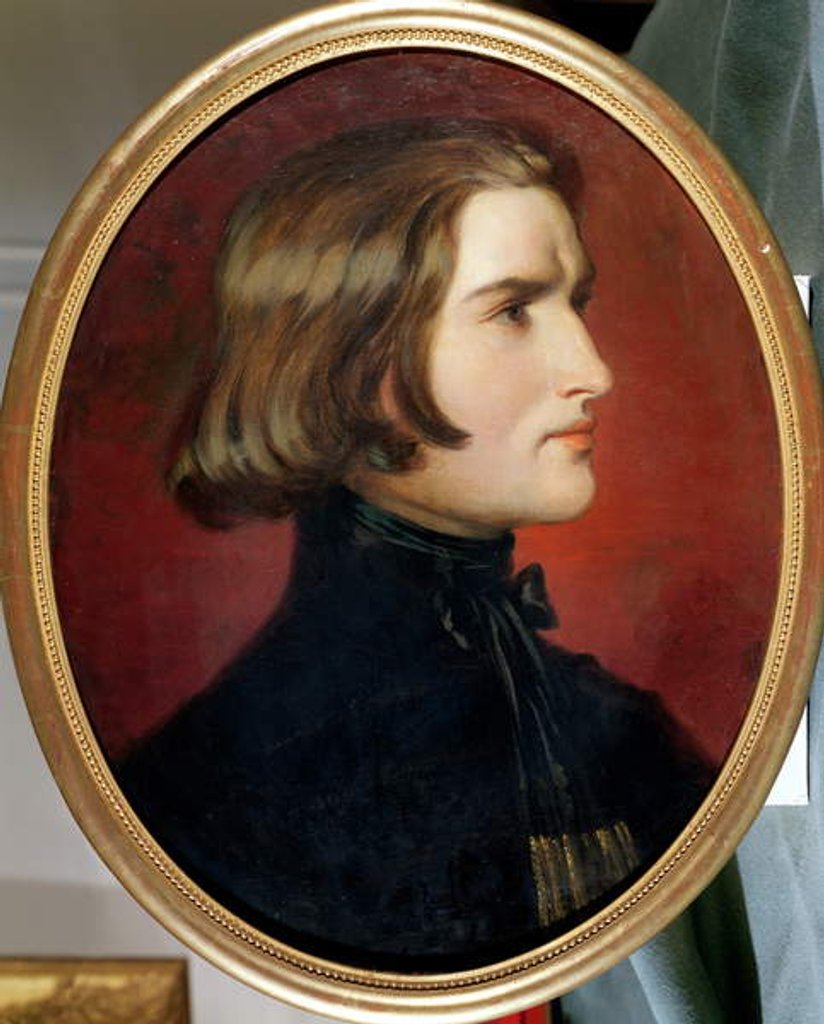 Detail of Portrait of Franz Liszt 1838 by Charles Edouard Boutibonne