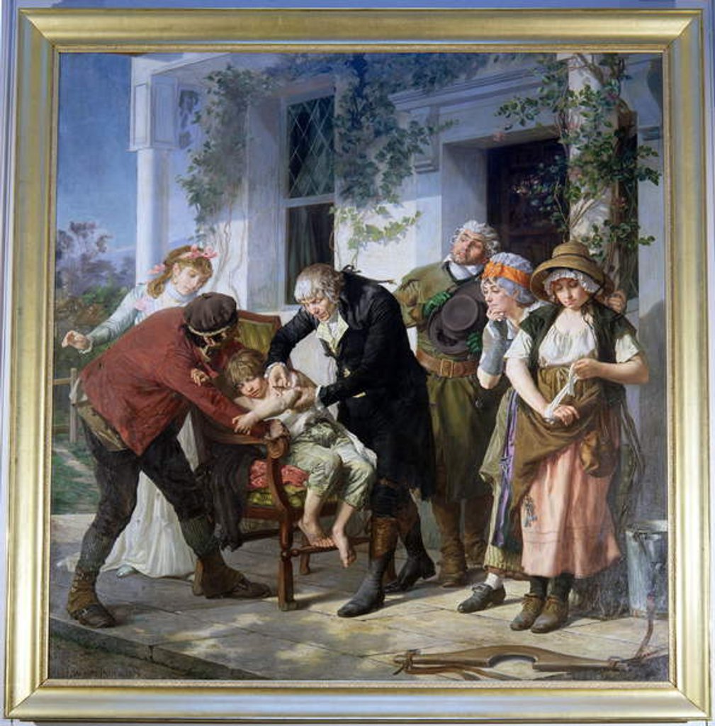 Detail of Edward Jenner performing the first vaccination against Smallpox in 1796, 1879 by Gaston Melingue