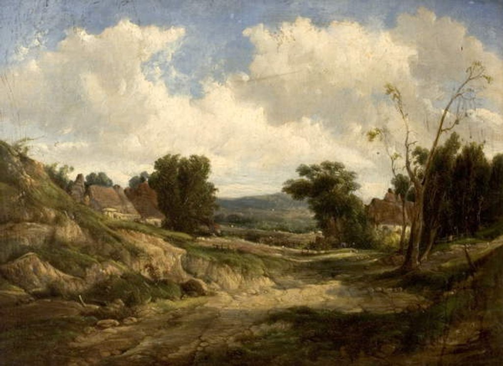 Detail of Landscape with Cottages, 1864 by Alfred Vickers