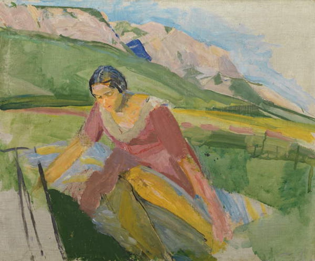 Detail of Young Woman in a Landscape, c.1930-38 by Franz Wiegele