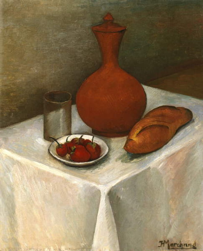 Detail of Still Life with Earthenware Jug, Loaf and Strawberries, 1918 - 1919 by Jean Marchand