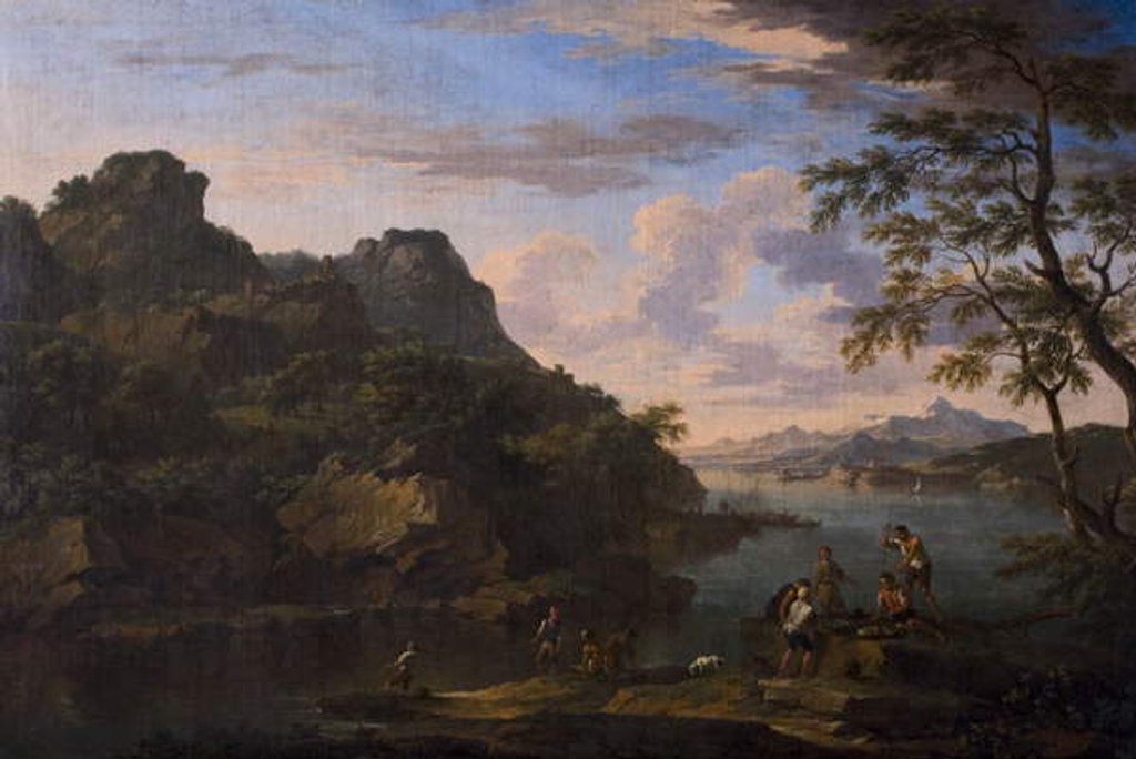 Detail of Classical Landscape with Figures, late 17th century by Jacob de Heusch