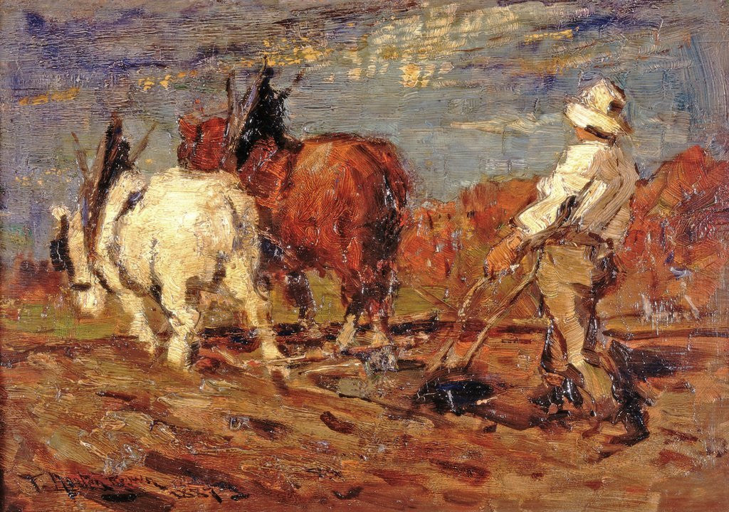 Detail of Ploughing by Thomas Austen Brown