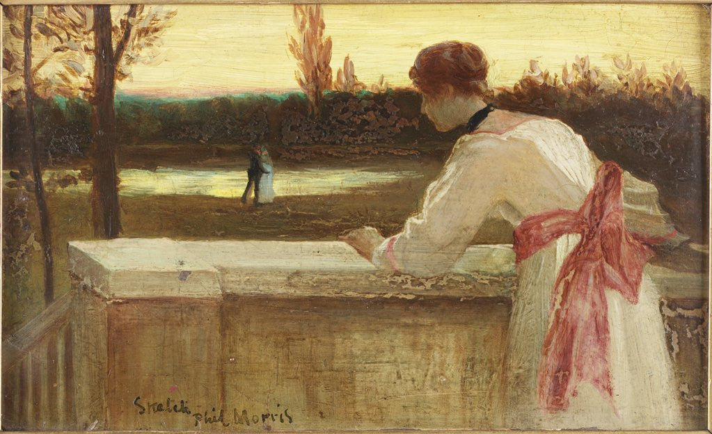 Detail of Girl on a Balcony Watching a Couple by a Lake by Philip Richard Morris