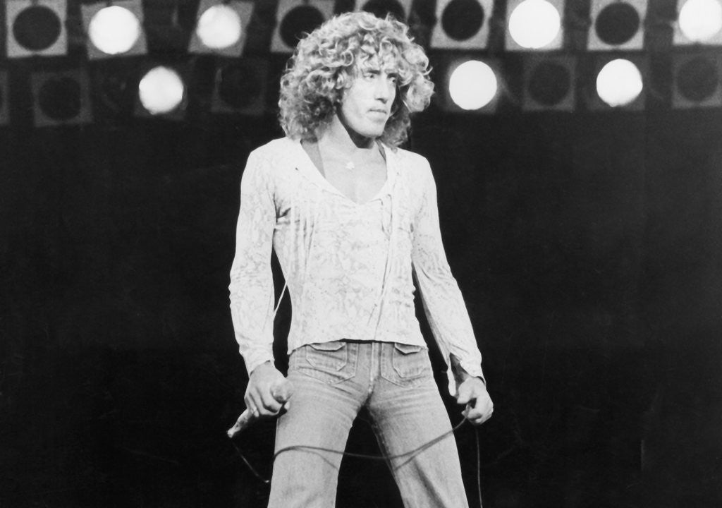 Detail of The Who - Roger Daltry at Parkhead, Glasgow 1976 by Steve Thomson