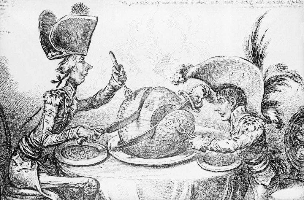 Detail of The Plum-Pudding in Danger Cartoon by James Gillray