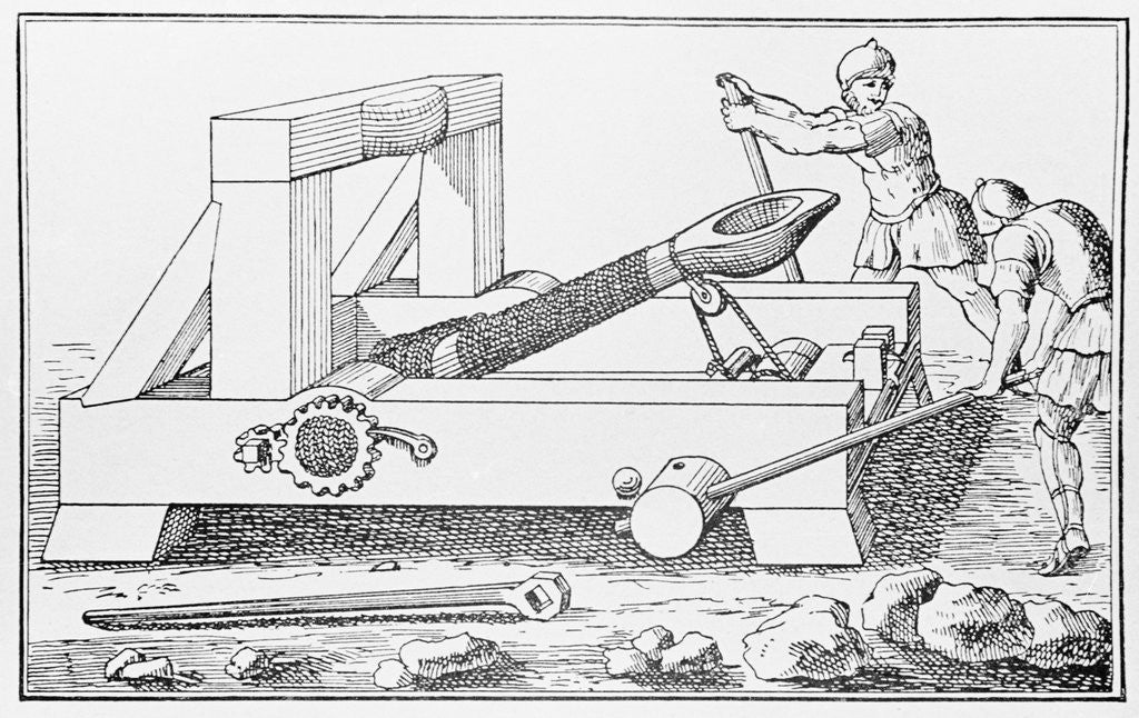 Detail of Drawing of an Early Catapult by Corbis