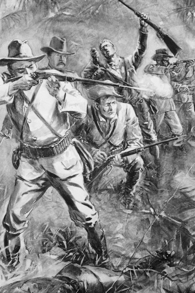 Detail of Illustration of Rough Riders in the Spanish American War by Corbis