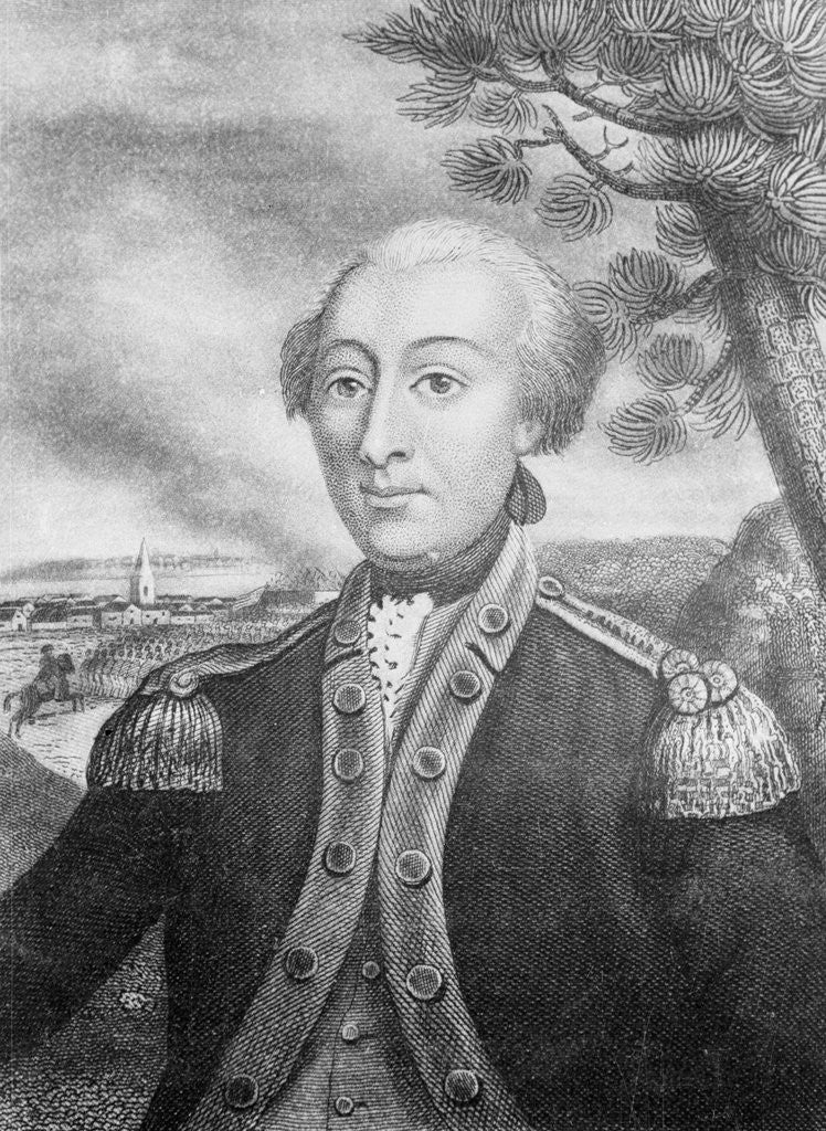 Detail of Portrait of Marquis de Lafayette During Revolution by Corbis