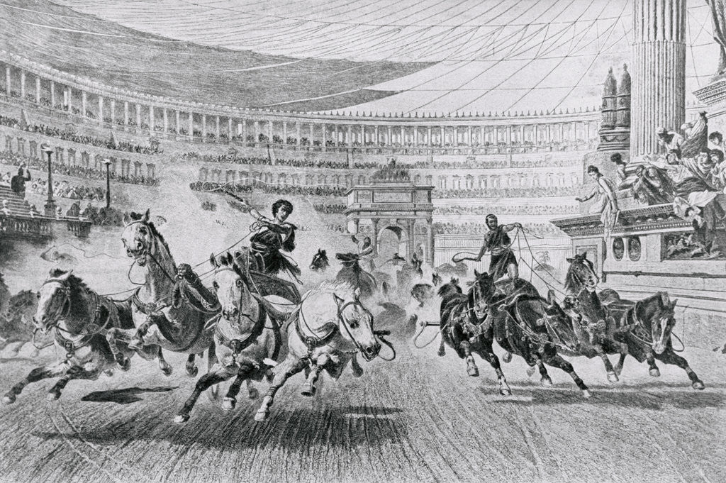 Detail of Print of Chariot Racing in the Circus Maximus by Corbis