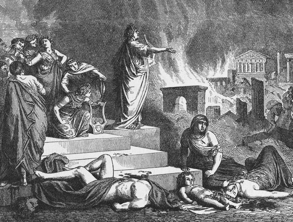 Detail of Nero Fiddling While Rome Burns by Corbis