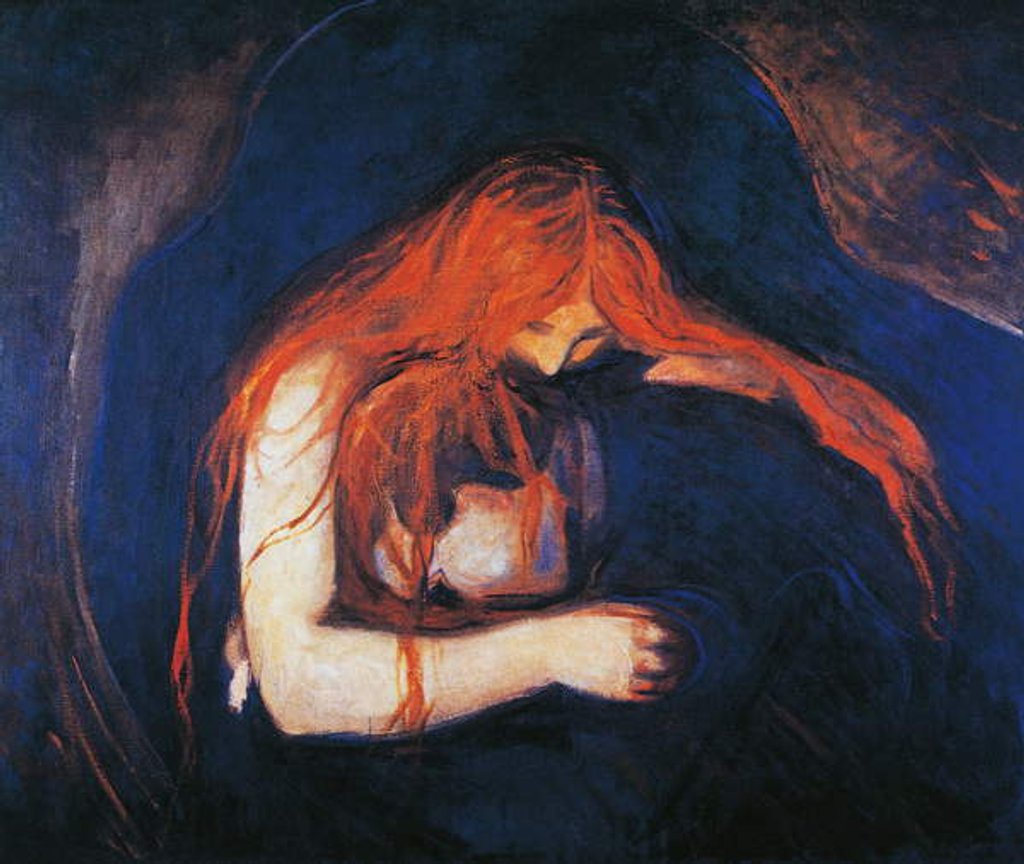 Detail of Vampire, 1893-1894, by Edvard Munch, oil on canvas, 91x109 cm. Norway, 19th century. by Edvard Munch