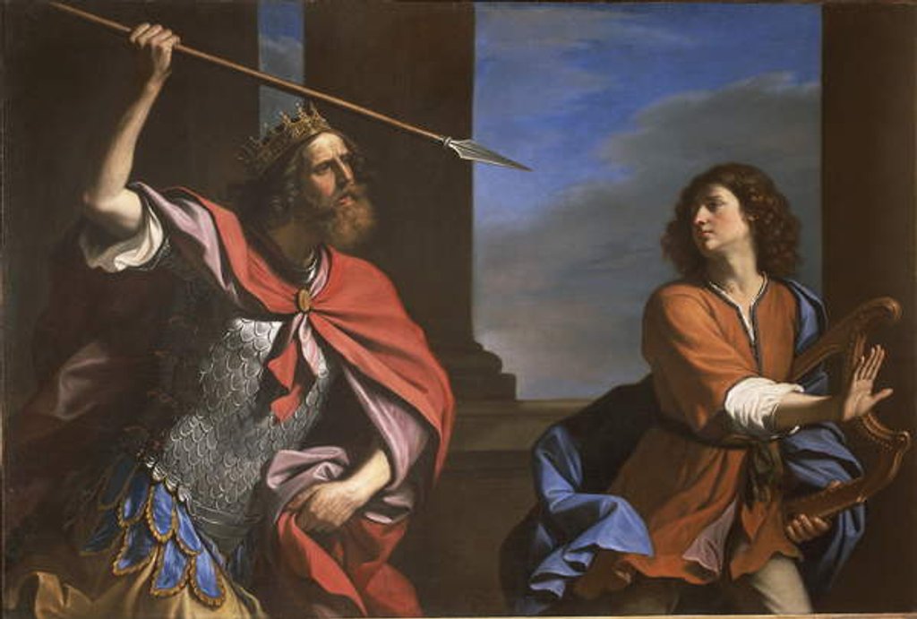 Detail of Saul attacking David by Guercino