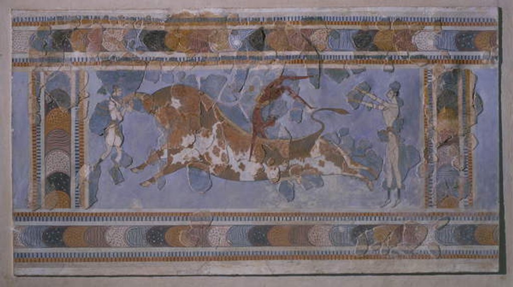 Detail of Reassembled 'Toreador Fresco', Knossos Palace, Crete, c.1500 BC by Minoan Minoan