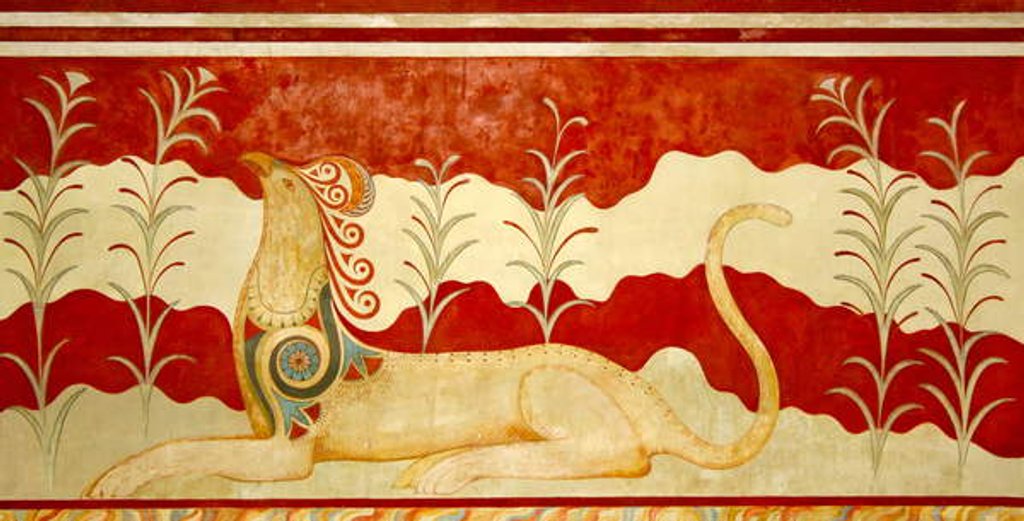 Detail of Griffin facing the throne, Throne Room, Knossos, Crete 1550-1450 BC by Minoan Minoan