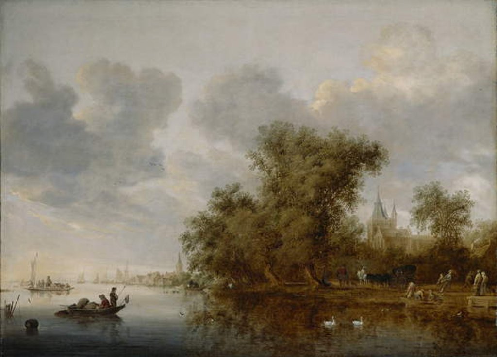 Detail of River Landscape, 1643 by Salomon van Ruisdael or Ruysdael